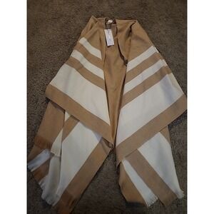 Tan & White Liz Claiborne Wrap Shawl Size One Size Fits Most NWT
